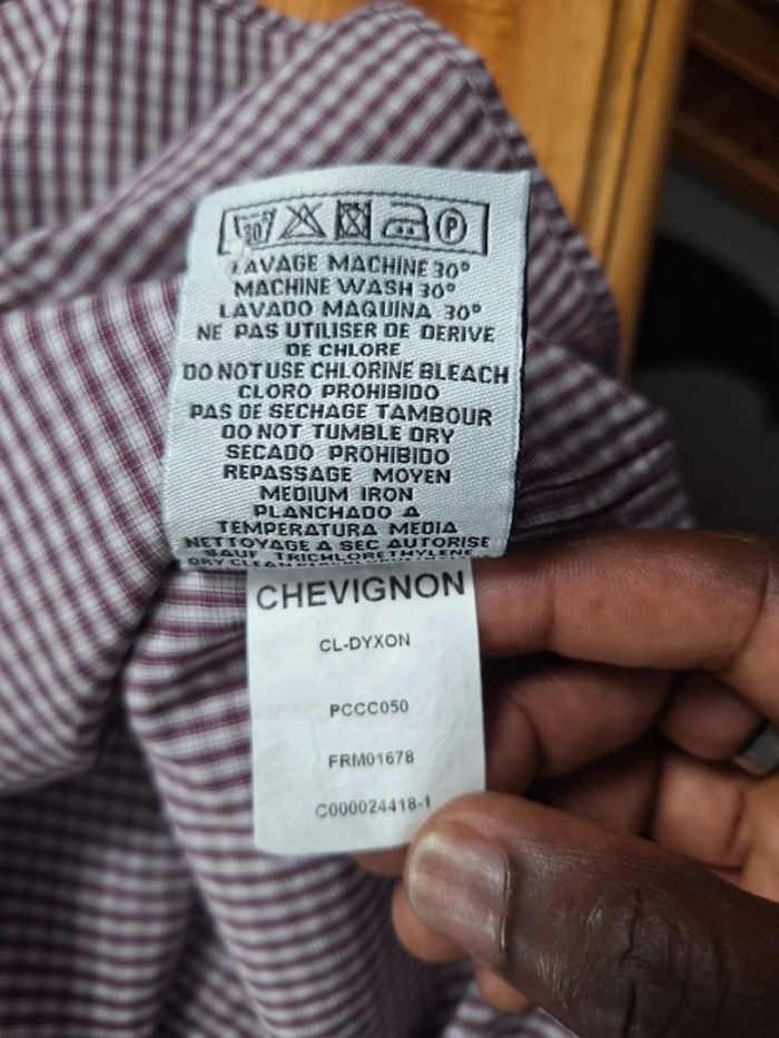 Chemise chevignon manches longues à carreaux homme / slim / taille XL (415) - photo numéro 10