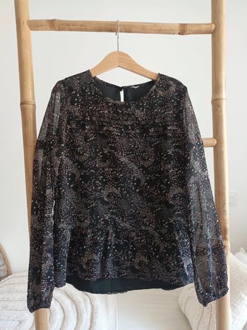 Blouse doublée noire à motifs 8 ans