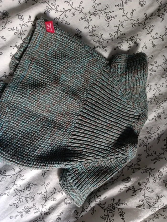 Gilet manches courtes en laine petit bateau vert et marron 81cm - photo numéro 5