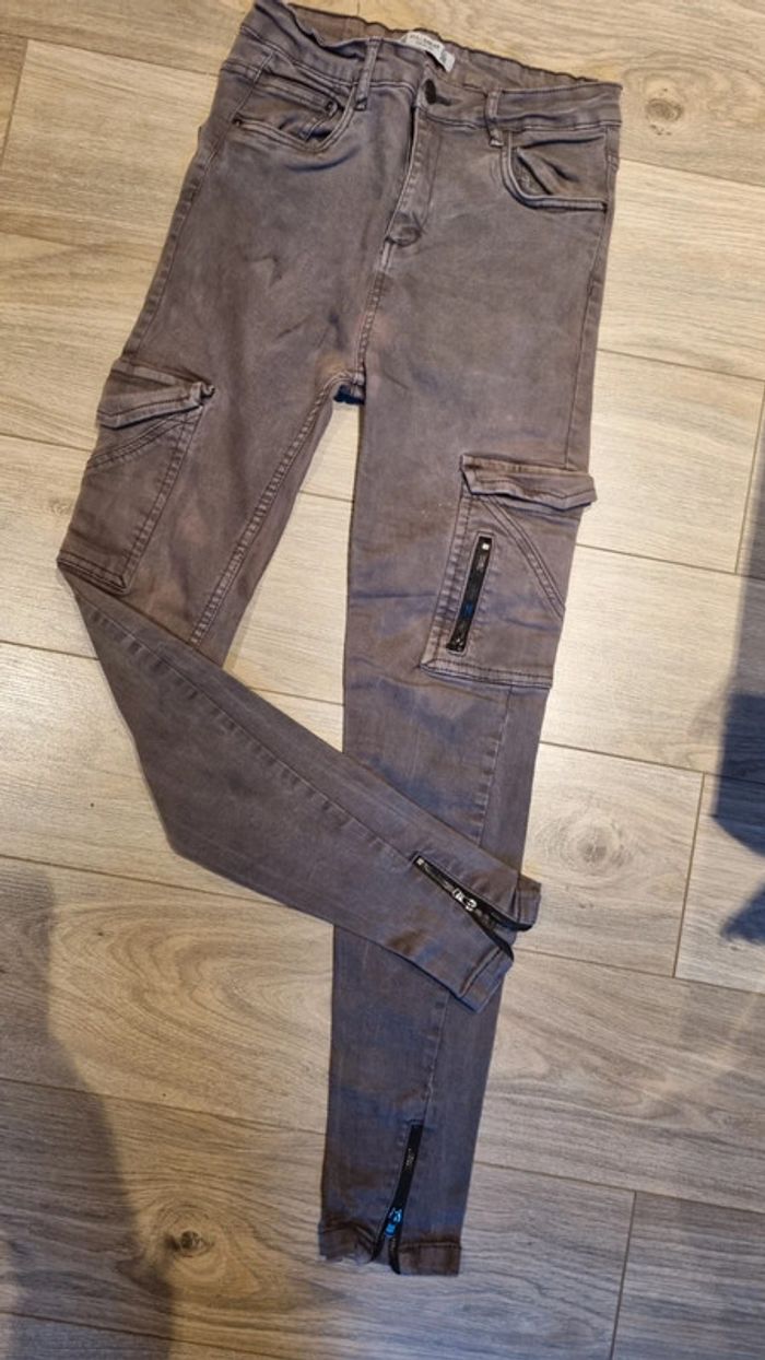 Jean pull & Bear 36 / 38 slim skinny marron - gris - photo numéro 3