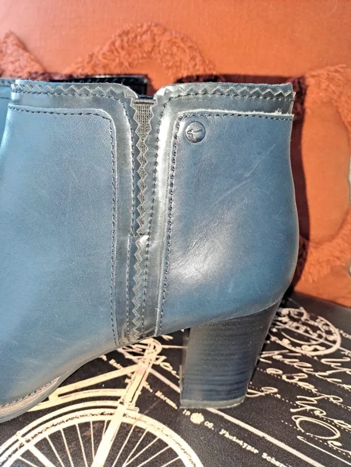 Bottines bleues dentelle tamaris 40 comme neuves hyper confortables - photo numéro 8