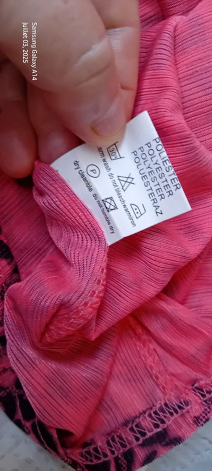 Tunique débardeur longue motif léopard avec broderies fuschia et noir femme XXL - photo numéro 20