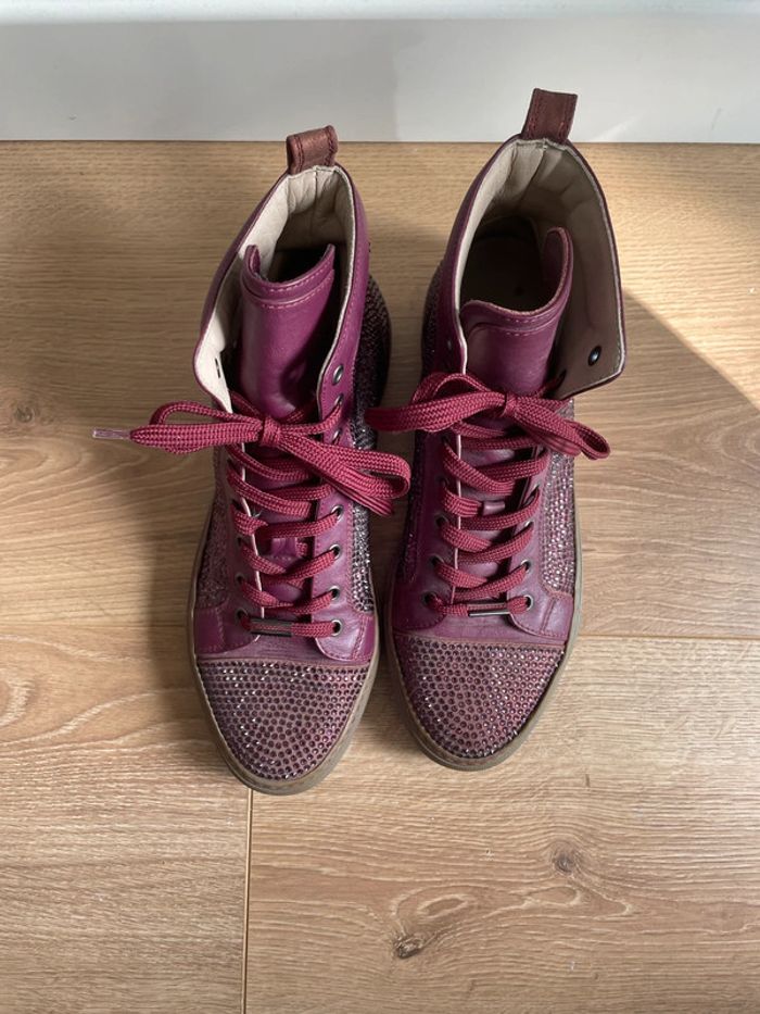 Baskets montantes Le Silla bordeaux à strass - photo numéro 3