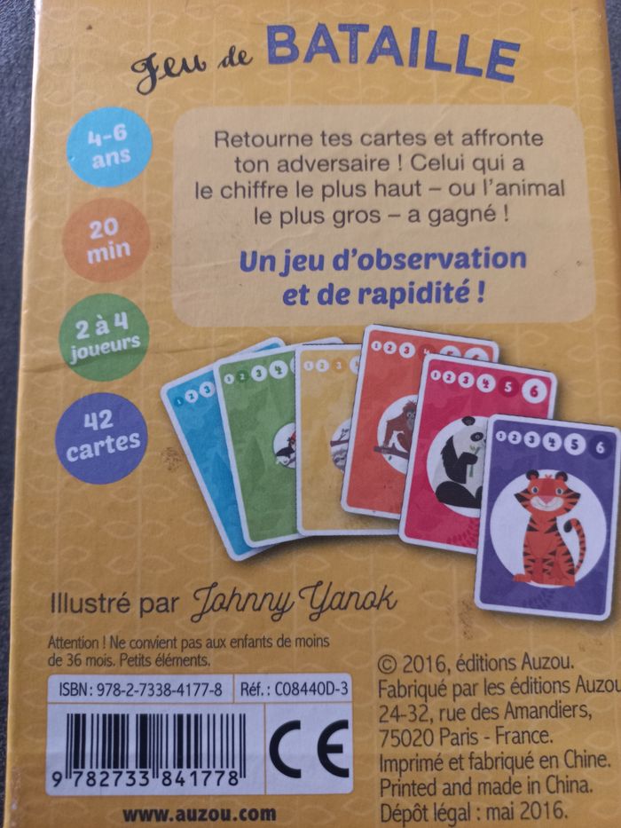 Jeu de bataille auzou des animaux du monde - photo numéro 3