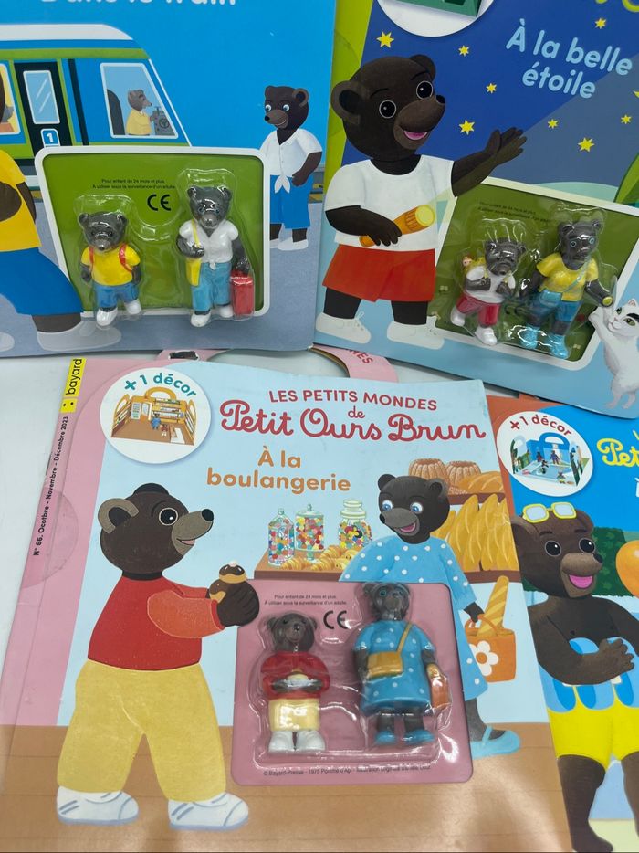 Lot de 5 livres magazines les petits mondes de Petit ours brun avec ces figurines Neuf    / - photo numéro 2