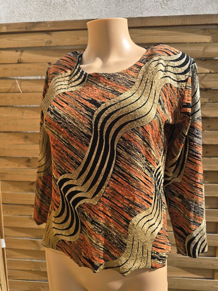 Blouse manche 3/4 imprimé 🍒vintage 70 Niki fabriqué en France m🍒taille 38