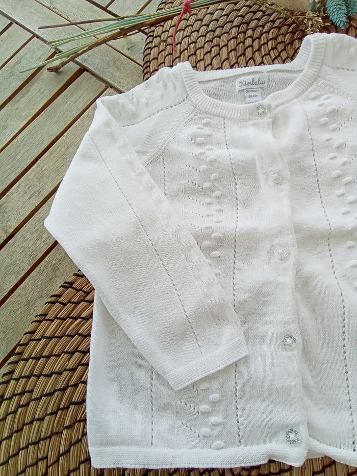 Gilet blanc avec motifs brodés Kimbaloo taille 3 ans - photo numéro 2