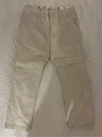 Pantalon fille coton beige neuf