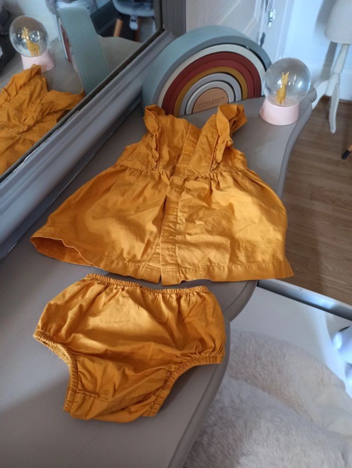 Ensemble robe et culotte moutarde 3 mois KIABI - photo numéro 4