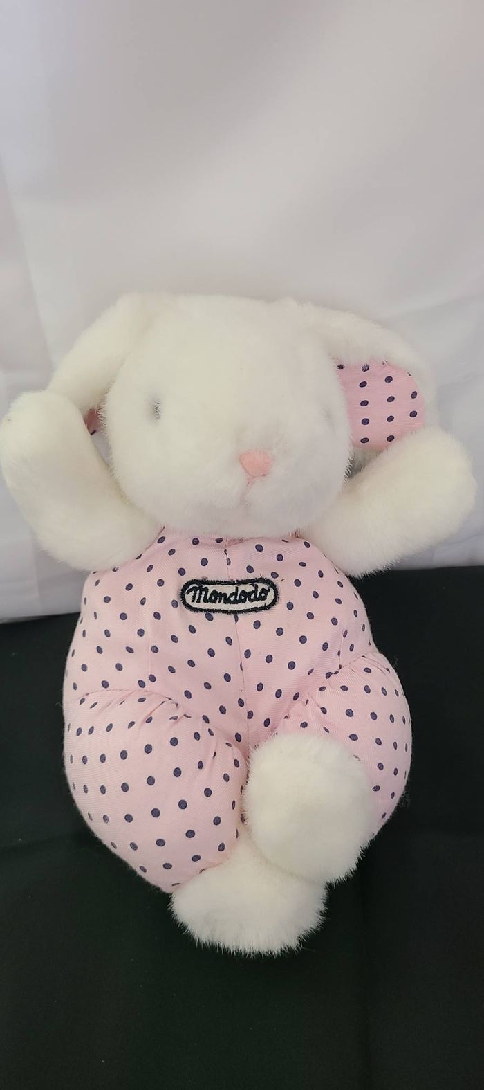 peluche lapin corps rose pois noir mondodo - photo numéro 5