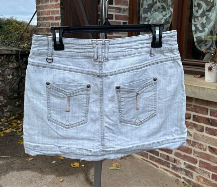 🤍 Jupe courte en jean blanc cassé – Promod – Taille 38 - photo numéro 3