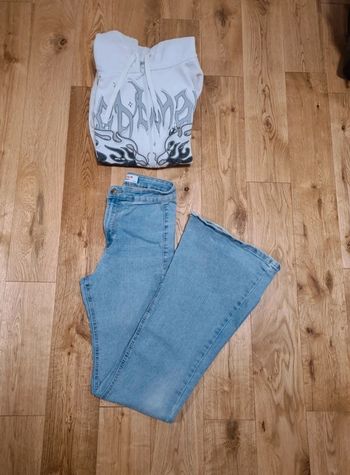 Gilet sweat blanc & jeans 32