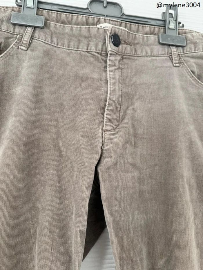 Pantalon slim skinny droit en velours beige gris clair - photo numéro 3