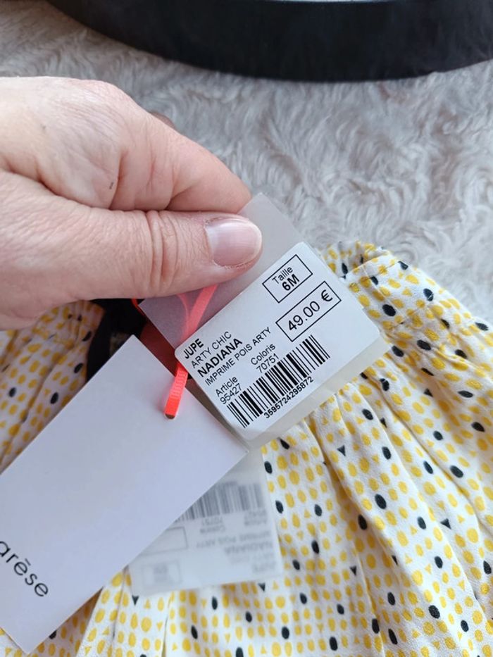 Jupe neuve avec étiquette Fille 6 mois Marèse très chic 100% coton - photo numéro 6