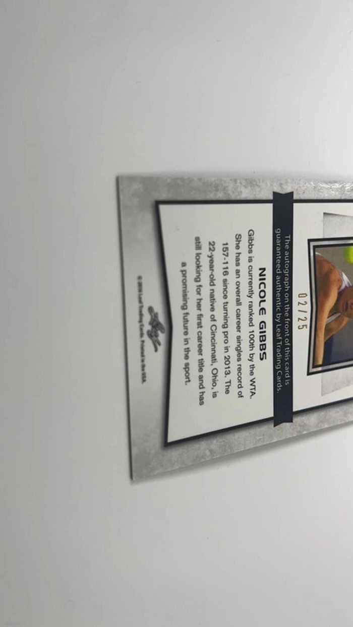 Nicole Gibbs BA-NGI signed autograph auto 2016 Leaf Metal Tennis Card violet 02/25 - photo numéro 6