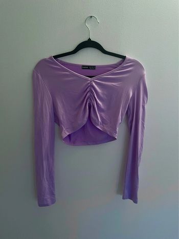 T-shirt à manches longues violet crop top neuf