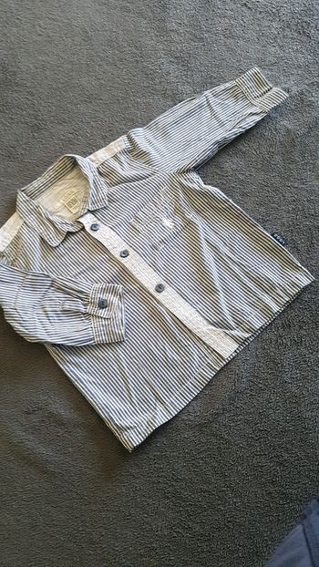 Chemise manche longue rayé beige bleu 18 mois