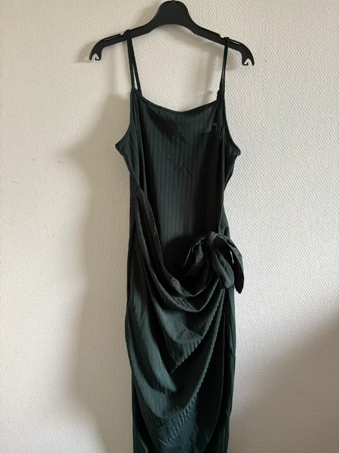Robe débardeur avec noeud - verte foncé