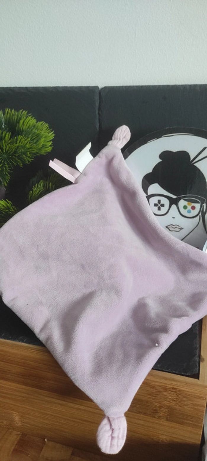 Mon Doudou lapin Lili cassis lange violet Baby Nat coeur bn0617 Rose Carré Noeud - photo numéro 2