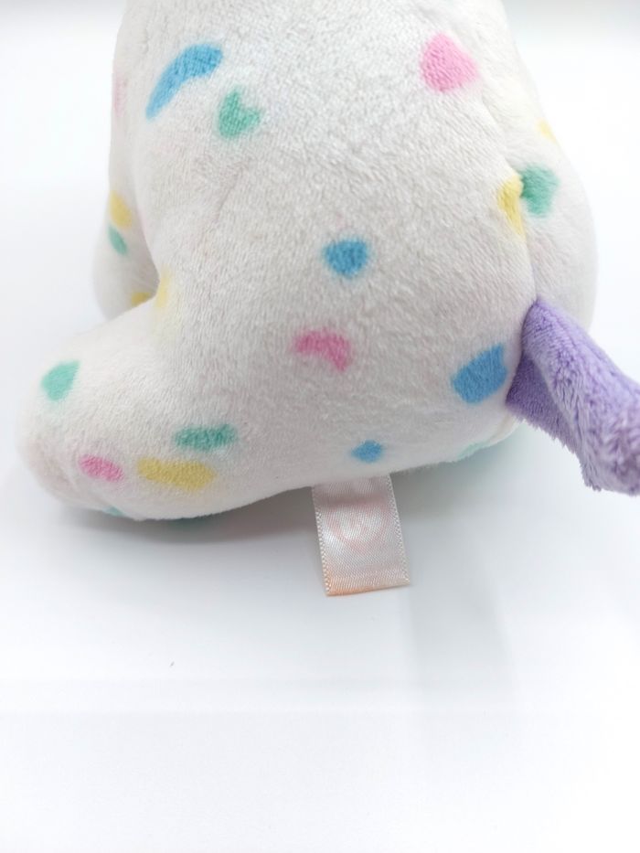 Peluche douce doudou chien TY blanc mauve violet confettis multicolores 16 cm - photo numéro 6