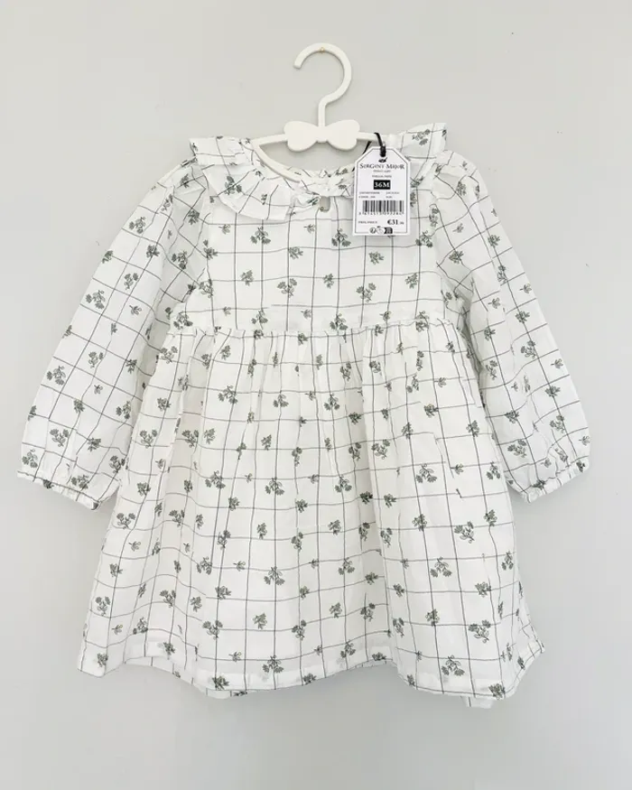 Robe écru fleuris à col pierrot 36 mois - Sergent Major ( neuve avec étiquette ) - photo numéro 2