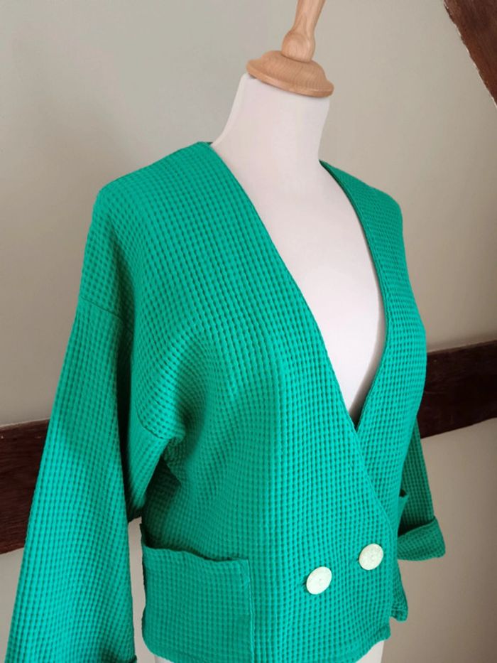 Veste ample nid d'abeille verte - photo numéro 3