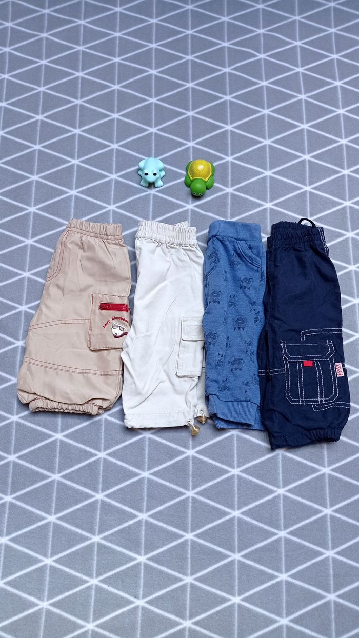 🦁 Lot 4 pantalons et pantacourts, 6 mois
