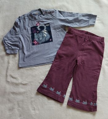 Ensemble Sweat bleu et pantalon bordeaux, Taille 18 mois