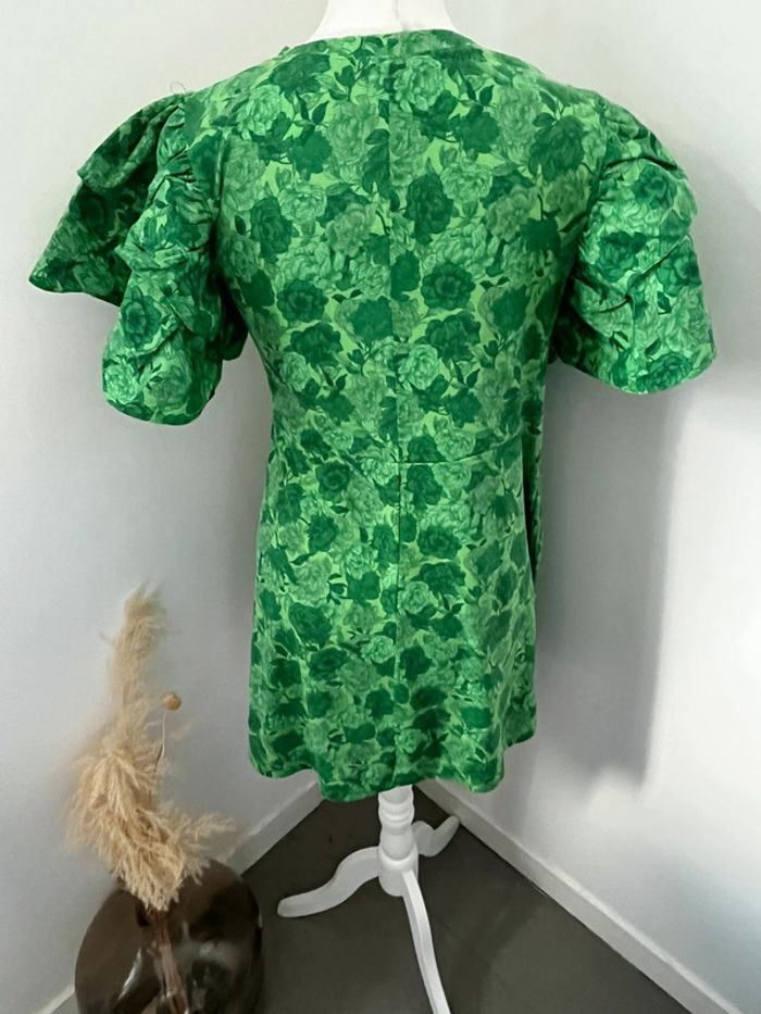 Robe verte manches bouffantes Zara S - photo numéro 6