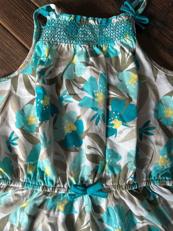 Robe combi short 3 ans - fille bleu kaki - photo numéro 2