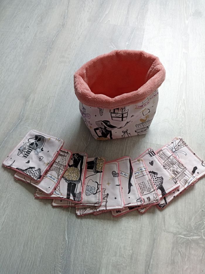 Panière et lingettes démaquillante lavable