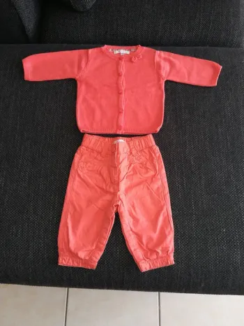 Magnifique ensemble pantalon et gilet, bébé fille, 3mois, Kitchoun