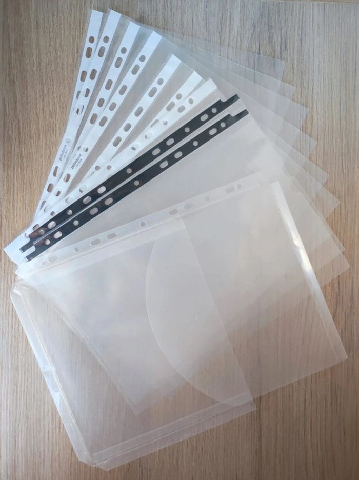 Lot 11 pochette plastique perforée + 2 pochette à soufflet avec rabat - A4 - photo numéro 2