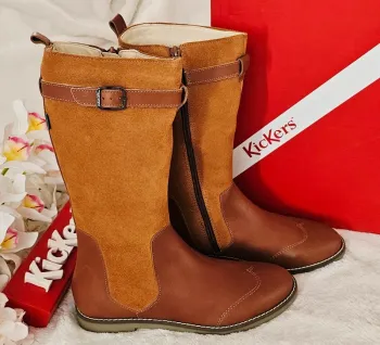 Bottes Hautes Cavalières Cuir Zip Kickers T37