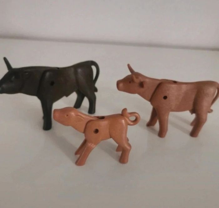 Playmobil lot animaux vache à corne taureau à corne et veau - photo numéro 2