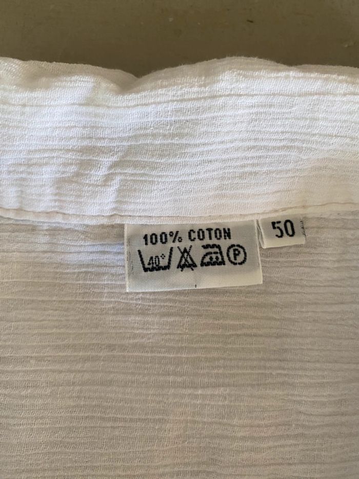 Chemise blanche vintage style en gaze de coton taille M - photo numéro 10