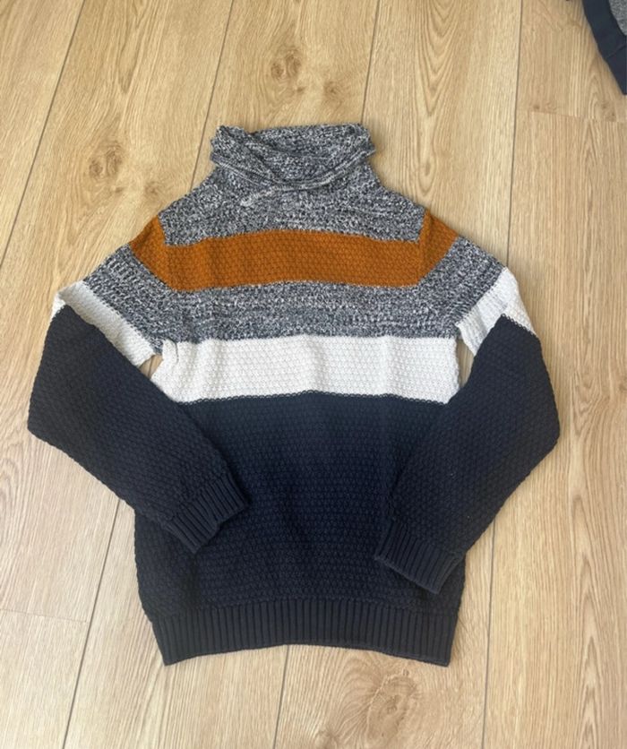 Pull col montant Kiabi bleu marine et chiné - photo numéro 4