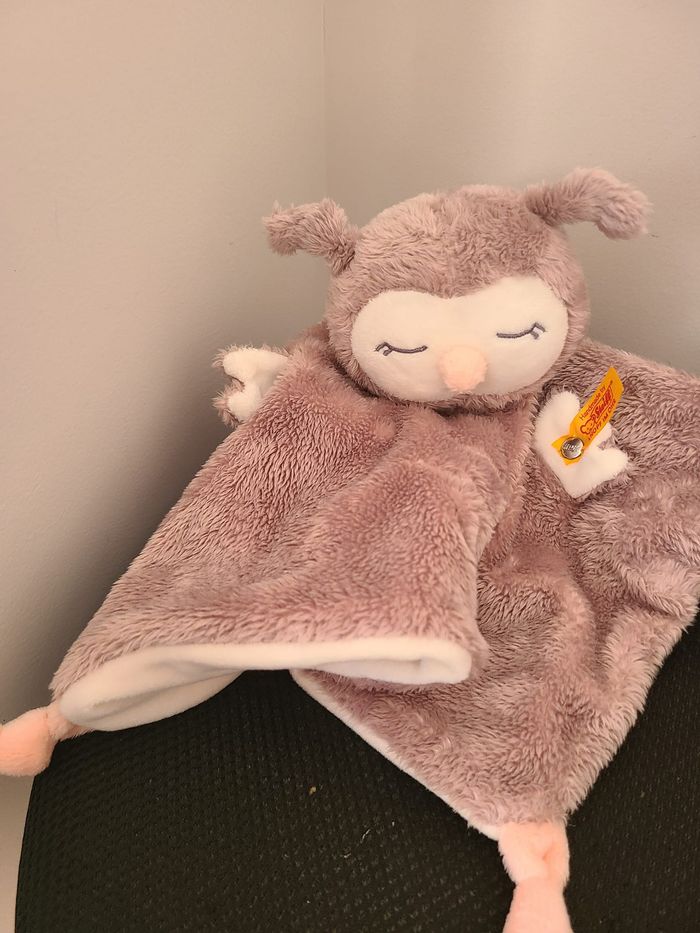 Steiff Ollie Doudou Chouette Rose et crème 26 cm Doudou pour bébé Doux et Lavable - photo numéro 2