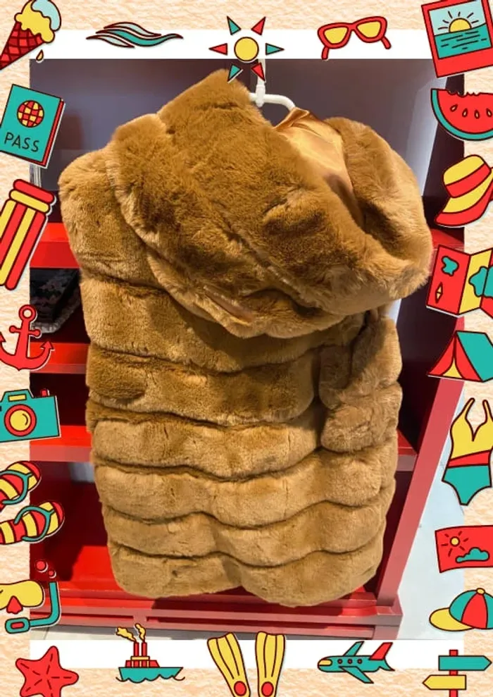 Veste sans manches fausse fourrure moutarde - photo numéro 2
