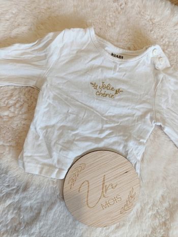 T-shirt blanc "Jolie chérie " 1 mois