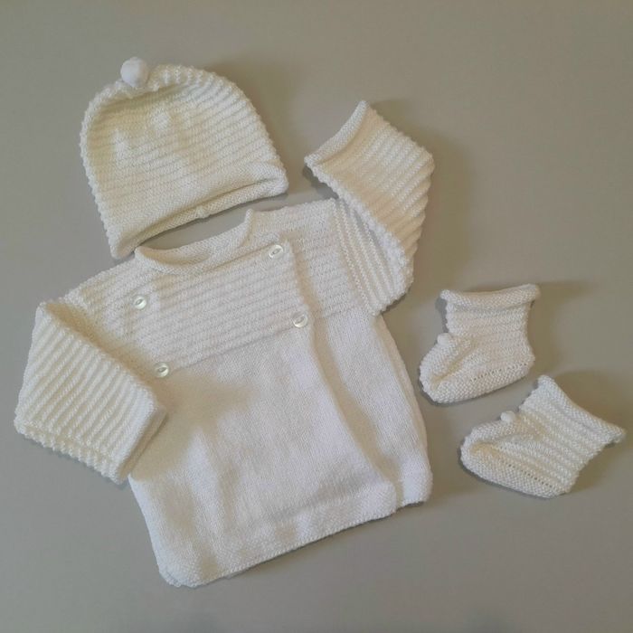 Ensemble 3 mois tricoté main NEUF - laine certifiée Oeko-Tex - photo numéro 10