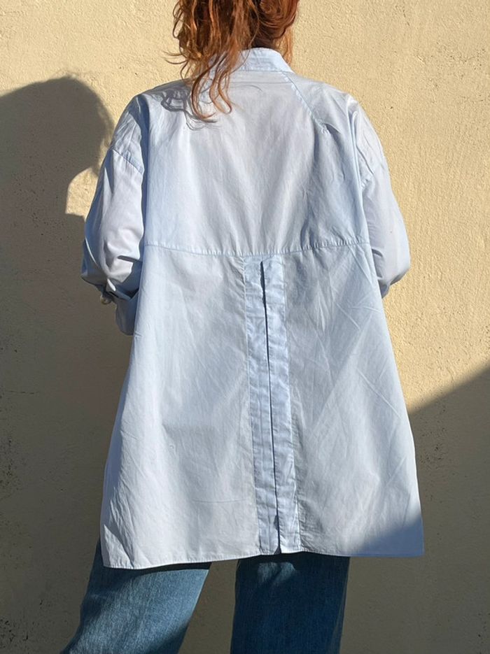 Chemisier asymétrique avec perles nacrées manches 3/4 - bleu clair - photo numéro 6