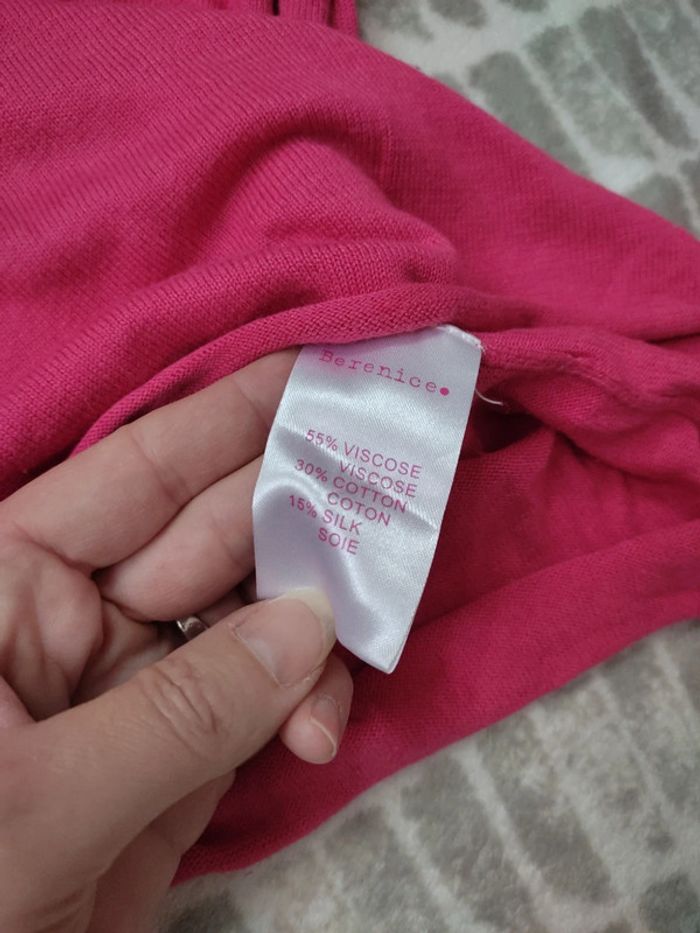 Pull fin rose col rond décolleté coton soie Bérénice taille s - photo numéro 8