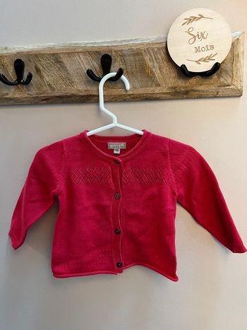 Gilet rose foncé 6 mois grain de blé