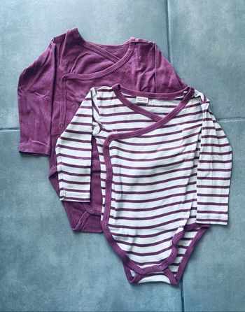 Lot 2 bodies croisés coton bio manches longues Lupilu 74/80 6-12 mois