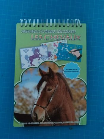 Bloc dessin avec pochoirs et stickers chevaux poneys licornes