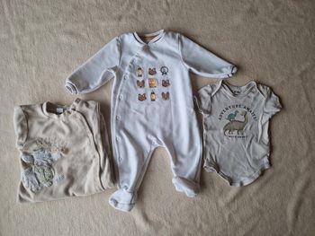 Lot 2 pyjamas 12 mois 1 pièce ouverture avant