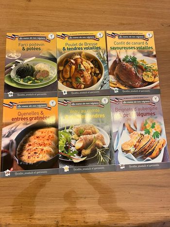Lot de 6 livres de cuisine Au menu de nos régions