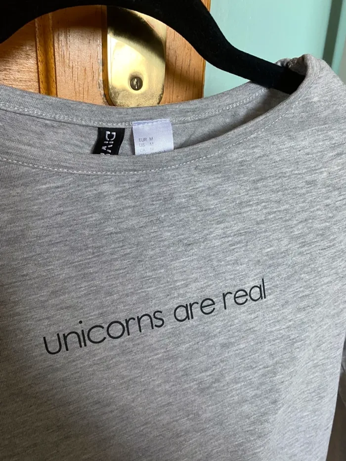 t-shirt manches longues gris h&m taille M neuf - photo numéro 3