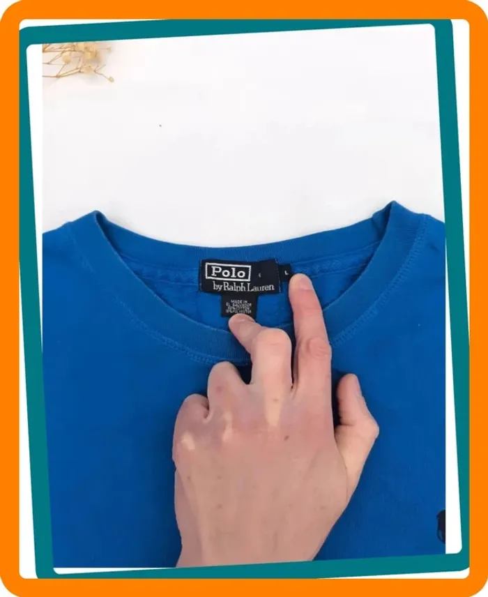 Sweat bleu homme taille L Ralph Lauren logo noir bon état tâche dans le dos - photo numéro 6
